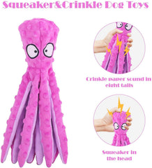 KUTKUT Dog Squeaky Toys Octopus Crinkle Plush, Teeth Cleaning, Durable Interactive Chew Toys, Cute Soft Dog Toys for Small Medium Dogs, Labrador, Golden Retriever - kutkutstyle