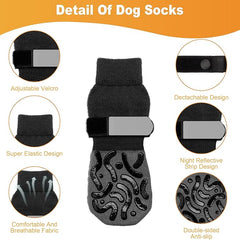 KUTKUT 4Pcs Non Slip Dog Socks to Prevent Licking Paws, Strong Traction for Hardwood Floors, Senior Dogs, Paw Protector, Prevent Scratching, Double Sides Anti Slip Dog Socks