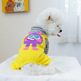 KUTKUT cotton Dog Clothes Striped Onesie Shirt, Cute Dog Pajamas Bodysuit Coat Jumpsuit Overalls Soft Comfort Pjs for Small Dogs Cats Kitten Boy Girl (Yellow)