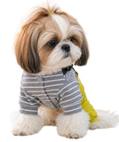 KUTKUT 2-in-1 Small Dog Jumpsuit Overall with Built in Leash Ring, Cat Vintage Bib Pants, Snap Button Party Dog Clothes All-in-One Jumpsuit for Shihtzu, King Charls (Yellow)