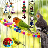 KUTKUT 15 Pcs Bird Parrot Swing Chewing Toys, Wooden Hanging Bell with Hammock Climbing Ladder Colorful Pet Birds Cage Toys for Small Parakeet Cockatiel Conures Finches Macaws Love Birds