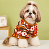 KUTKUT Warm Fleece Dog Sweater For Small Dogs & Cats - Soft Winter Plush Pet-Tshirt With Cozy Ribbed Neck & Sleeves, Dog Pullover With Stylish Aztec Pattern Comfortable & Stylish