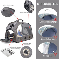 KUTKUT Upgraded Small Bird Carrier, Lightweight and Portable Travel Bird Cage with Stand and Easy Clean Tray, Bird Travel Carrier, Parrot Parakeet Carrier Travel Cage