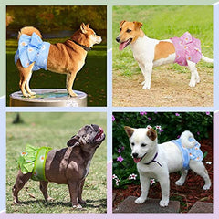 KUTKUT 3Pcs Female Dog Adjustable Diapers Reusable Washable Super Absorbency Leak-Proof Dog Nappie Dresses for Dogs in Heat, Period or Excitable Urination, Sanitary Panties Dress - kutkutstyl