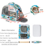 KUTKUT Bird Travel Carrier - Bird Carry Transport Bag with Standing Perch, Printed Bird Carrier Travel Bag Breathable with PP Tray, Outside Travel Cage for Budgies,Parrots, Conures