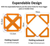 EZYHOME 3Pcs Heat Resistant Food Grade Silicon Trivet Mat, Expendable Hot Pot Holder With Stainless Steel Frame Non- Slip Mat For Home Kitchen