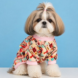 KUTKUT Warm Fleece T-Shirt for Small Dogs & Cats, Soft Plush Pet Sweater With Ribbed Collar & Cuffs, Colourful Printed Design With Comfortable Fit For Puppies Small Dogs