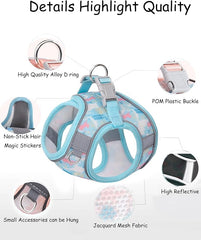 KUTKUT Summer Cat & Small Dog Chest Harness and Leash, Anti-Escape Adjustable Soft Mesh Cat Leash and Vest Harness Set for All Types of Cats & Small Dogs Vests  (Blue)