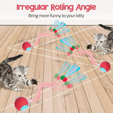 KUTKUT Interactive Cat Toys for Indoor Cats, 360° Smart Automatic Rolling Pet Ball, Rollie Pet Cat Toy, Electric Rolling Ball Dog Toy, Moving Cat Ball with Mesh Tail, Interactive Dog Toys for Small Dogs