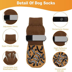 KUTKUT 4Pcs Non Slip Dog Socks with Grippers Prevent from Licking Paws, Anti-Slip Large Dogs Grip Socks for Senior Dogs on Hardwood Floor