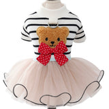 KUTKUT Fancy Tutu Small Dog Cat Girl Dress - Pink Top with I m so Fancy Print, Mesh Skirt & Red Bow, Puppy Girl Party Outfit Cat Dress, Pet Clothing for Maltese, Papillon etc