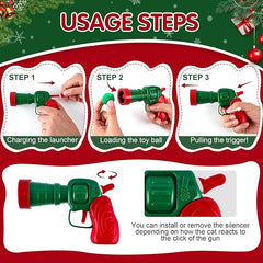 KUTKUT 51Pcs Cat Toy Ball Launcher Gun, Cat Balls Fetch Toy, 50 Pompoms and 1 cat Balls launcher ,Cute Kitten Kitty Toys, Pet Ball Shooter for Training and Playing