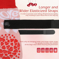 KUTKUT Anti-Slip Small Dog Socks with Grips for Hardwood Floors - Adjustable Dog Paw Socks with Elastic Straps, Non - Skid Traction for Small Medium Dogs, Puppy & Senior Socks