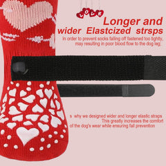 KUTKUT Non-Slip Small Dog Socks with Adjustable Straps for Hardwood Floors- Double Sided Non-Skid Indoor Traction Paw Socks for Shihtzu, Poodle, Cavalier King, Pug, & Senior Dogs