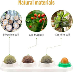KUTKUT 4 Sphere Catnip Toy Cat Hairball Treat Snacks Cat Dental Treats Cat Ball Toy Sugar Kitten Snack Cat Digestion Promoter Cleaning Toys Teething Cat Nip Balls Silvervine Catnip Balls