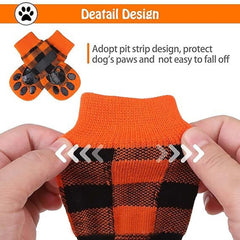 KUTKUT Anti Slip Dog Socks for Hot/Cold Pavement, Halloween Fall Dog Paw Protectors to Prevent Licking Paws, Non Slip Anti Twist Small Medium Large Senior Dogs Socks for Hardwood Floors