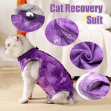 KUTKUT Cat Recovery Suit for Male & Female Surgical Post Surgery Onesie Tie Dye Cats Clothes Neuter Licking Protective Diapers Outfit Cover Kitten Spay Collar Alternative