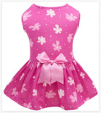 KUTKUT Cute Pink Floral Small Dog Cat Girl Dress With Pretty Satin Bow - Soft, Breathable & Lightweight Pet Apparel For ShihTzu, Maltese, Poodles, Cats, Puppies Summer Party Dress