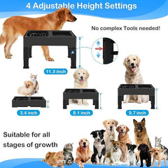 KUTKUT 2-in-1 Elevated Slow Feeder Dog Bowls 4 Height Adjustable Raised Bowls with No Spill Dog Water Bowl and Slow Feeder Dog Bowl for Small Medium Large Dogs (Capacity: SF 1.1L, Water Bowl 2L)…