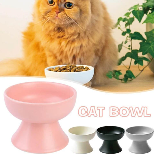 KUTKUT Packof 2Pcs Raised Cat Food Bowls - Ceramic Cat Food and Water Bowl Set - Elevated Pet Feeding Bowls Stress Free for Kitten Elder Cats Small Dogs, Anti Vomiting, Neck Protection