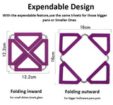 EZYHOME 3Pack Silicone Trivet Mat Expandable Hot Pot Holder with Stainless Steel Frame for Home Kitchen Heat Resistant Insulated Hot Pads Coasters Table Dish Mat Tableware Placemat