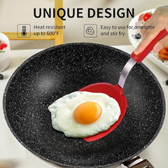 EZYHOME 2Pcs Silicone Turner Pancake Spatulas - Nonstick Cookware Safe 600°F Heat-Resistant Flexible & Thin Cooking Flipper for Eggs - Reinforced Stainless Steel Core - BPA Free & Dishwasher Safe