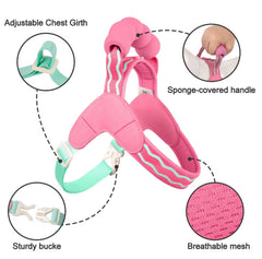 KUTKUT Pet Harness & Leash Set for Small Dogs & Cats, Adjustable Breathable Mesh Harness with Padded Control Handle, Secure Buckle & Metal D-Ring (Pink)