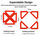 EZYHOME 3Pcs Silicone Trivet Mat Expandable Hot Pot Holder with Stainless Steel Frame for Home Kitchen Heat Resistant Insulated Hot Pads Coasters Table Dish Mat Tableware Placemat