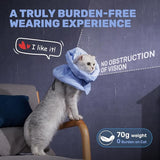 KUTKUT Adjustable Cat Recovery Cone Collar, Lightweight Soft Cat E-Collar Alternative After Spay, Waterproof Comfy Collars to Stop Licking Wound After Surgery, Protective Cone for Kittens/Puppies (Blue)