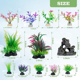 KUTKUT 12Pcs Aquarium Artificial Plastic Plants Decorations and Rock Cave Decor Set Goldfish Betta Turtle Fish Tank Accessories Small Large Fish Bowl Ornaments