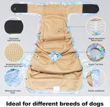 KUTKUT Reusable Dog Diapers Female Washable, Premium Doggie Diaper for Dogs, Highly Absorbent Puppy  Dog Diaper for Heat, Incontinence and Puppy Training (Blue )