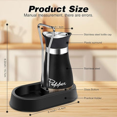 EZYHOME Salt and Pepper Shakers Set with Holder,Red Kitchen Decor and Accessories Farmhouse Gadgets Table Housewarming Gift Christmas Decor Refillable Design (Black)