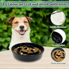 KUTKUT Ceramic Slow Feeder Dog Bowls, Pet Slow Feeder for Puppy Kitten, Slow Down Puzzle Eating Dog Food Bowl Food Dish for Fast Eaters Small Pets