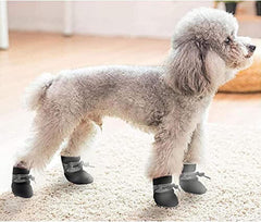 KUTKUT 2 Sets 8Pcs Washable Small Dog Shoes | Rain &Snow Dog Booties | Breathable Paw Protector, Anti-Slip Upgraded Soft Soled with Adjustable Drawstring For ShihTzu, Poodle, Bichon Frise etc