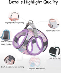 KUTKUT Step-in Air Small Dog Cat Harness-All Weather Mesh,Reflective,No Pull Harness for Puppies,Small Dogs,Kitten & Cats-Secure with Hook & Loop Fastener,Buckle,Double D-Rings ( Purple )