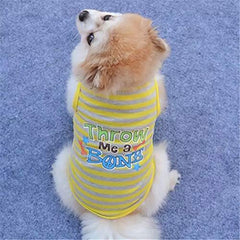 KUTKUT Combo of 3 Stripe Print Sleeveless Cotton Sweat Shirt for Puppy, Small Dog and Cat (Size: L, Chest Girth 45cm, Back Length 35 cm) - kutkutstyle