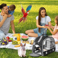 KUTKUT Bird Carrier with Perch Parakeet Travel Carrier Bag Portable Bird Backpack with Plate Breathable Parrot Travel Cage for Small Pets