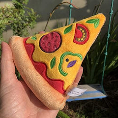 KUTKUT 2 Pack Squeaky Dog Toys, Non-Toxic and Safe Chew Toys for Puppy with Funny Food Pizza Hamburger Shape, Durable Interactive Crinkle Plush Dog Toy for Small, Medium Dogs - kutkutstyle