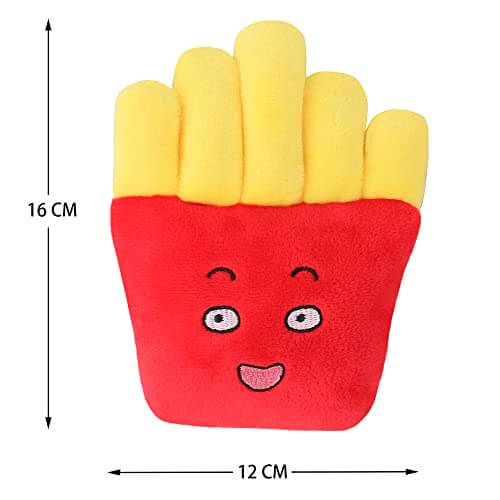 KUTKUT 2 Pack Squeaky Dog Toys, Non-Toxic and Safe Chew Toys for Puppy with Funny Food Fries Hamburger Shape, Durable Interactive Crinkle Plush Dog Toy for Small, Medium Dogs - kutkutstyle