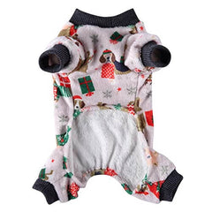 KUTKUT 2 Pack Dog Bodysuits for Small Dog Boy Girl Fleece Puppy pjs Jammies 4 Leg Dog Clothes for Maltese, Shihtzu Winter Warm Onesies Jumpsuit Clothing for Pet Dogs Male & Female - kutkutsty