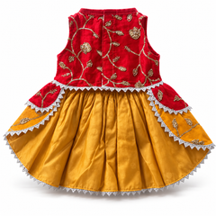 KUTKUT Zari Embroidered Festive Dress for Small Dogs & Cats, Sleeveless, Sequin Work, Two-Layer Skirt, Silver LCE Trim Outfit for Maltese, Shihtzu, Small Pups & Cats