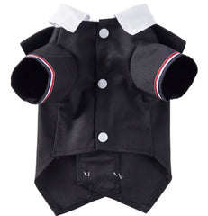KUTKUT Small Dog Double Breasted Plaid Tuxedo with Button Decore Pet Dog Wedding Shirt for Birthday Costumes, Formal Dog Wedding Attire Outfits Bowtie Apparel (Black)