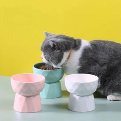 KUTKUT 2Pcs Ceramic Cat Food or Water Bowl, Raised Cat Feeder Dishes with Stand, Elevated Pet Food Bowl for Cats and Small Dogs (Pack of 2 (Oval Mint Green)) - kutkutstyle