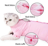 KUTKUT Cats Recovery Suit, Kitten Recovery Onesie Female Cats Abdominal Wounds Bandages Cone E-Collar Alternative After Surgery, Cat Spay Bodysuit for Male Female Cats (Pink)