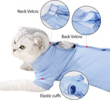 KUTKUT Cats Recovery Suit, Kitten Recovery Onesie Female Cats Abdominal Wounds Bandages Cone E-Collar Alternative After Surgery, Cat Spay Bodysuit for Male Female Cats (Blue)