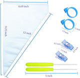 EZYHOME 122Pieces Tipless Piping Bags-100pcs Disposable Piping Pastry Bag for Royal Icing/Cookies Decorating -10 Pastry Bag Ties,10 Clips &2 Scriber Needle -Best Cookie/Cake Decorating Tools (10 Inch)
