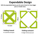 EZYHOME 3Pcs High Temperature Resistant Food-Grade Trivet Multifunctional Silicon Insulation Foldable Table Mat Trivet Pot Holder Creative Stainless Steel Pot Holder Hot Mat