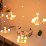 EZYHOME Diwali Light for New Year and Christmas - 6 Chandelier LED Curtain String Lights with Different Flashing Modes for Home Decoration (Warm White)