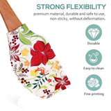 EZYHOME Silicone Spatula with Wood Handle Heat Resistant, Baking, cooking and Mixing Spatulas, Floral Pattern Modern Farmhouse Kitchen Décor, Gift for Chef, Cooks, Housewarming Gift (30cm *6 cm)