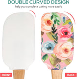 EZYHOME 2Pcs Cake Cream Spatula, Silicone Floral Cake Scrapers Cake Accessories Butter Scrapers Baking Spatulas for Kitchen Reusable Butter Scrapers Professional Baking Scrapers Tools (30cm *6 cm)